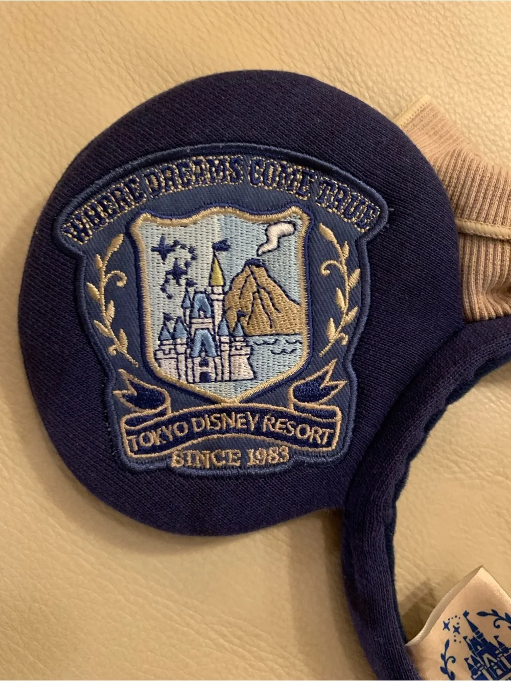 Tokyo Disney Resort Limited Minnie Mouse Headband Blue Beige Bow EUC Japan